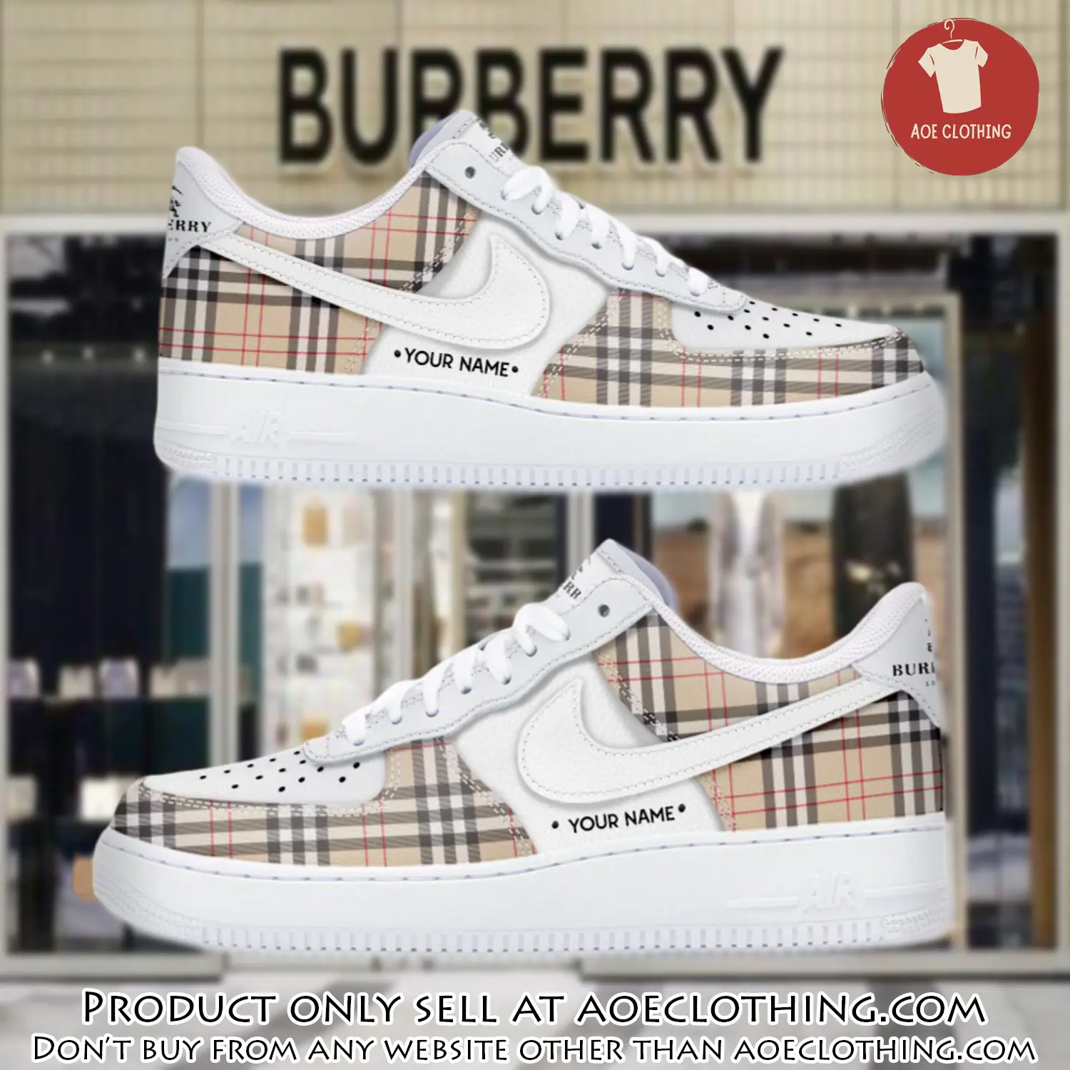 Personalized burberry luxury air force 1 sneakers limited af1 shoes oaf1002 aoe0419732
